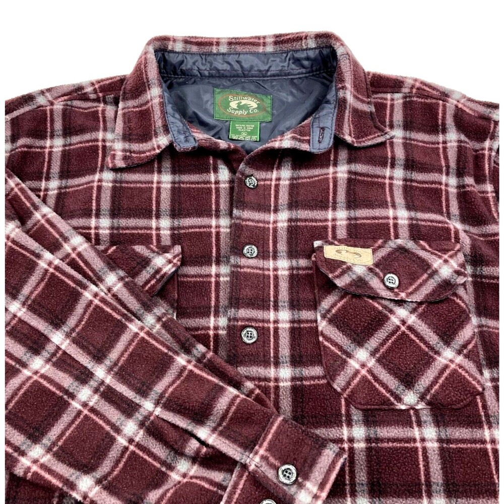 Stillwater Supply Soft Fleece Flannel Shirt Lined Plaid Red XL Sherpa Pile Gorp